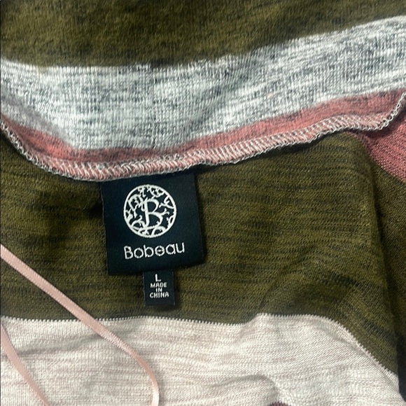 Bobeau pink and Green Cardigan Sweater Cozy Knit Open Front - Picture 6 of 7